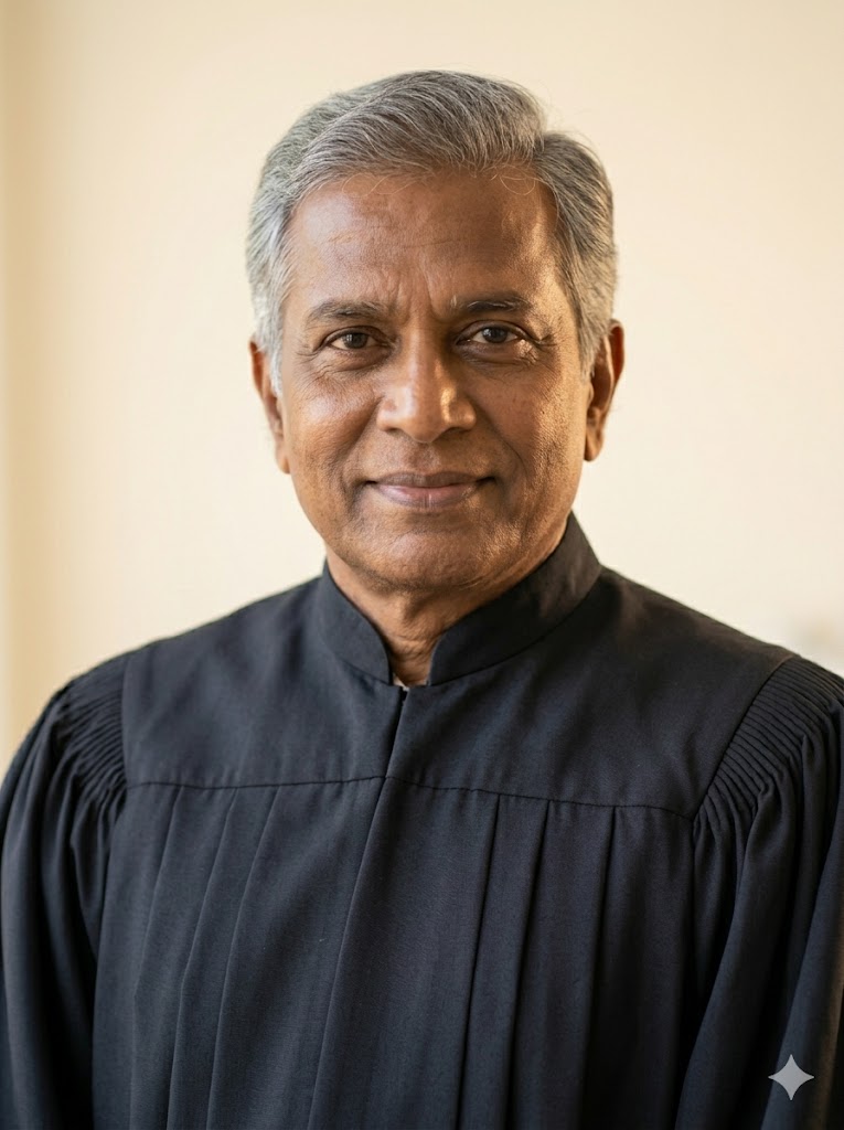 Portrait of Retired judge Cjoosph Vijay endorsing cornea donation reform
